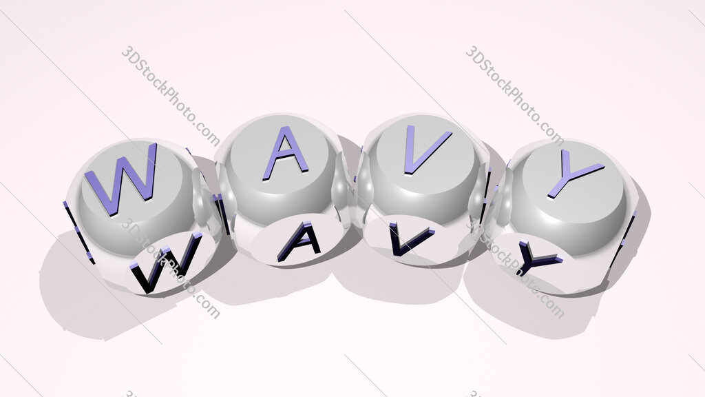 wavy text of dice letters with curvature