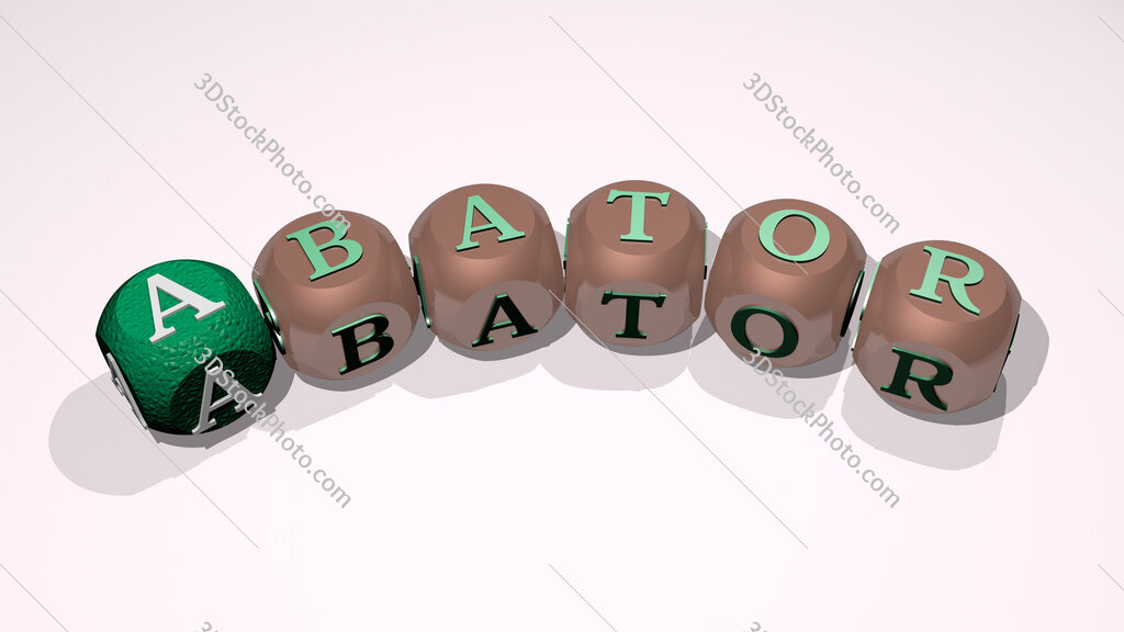 abator text of dice letters with curvature