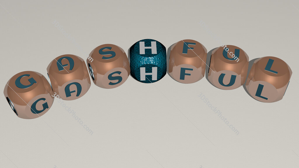 gashful curved text of cubic dice letters