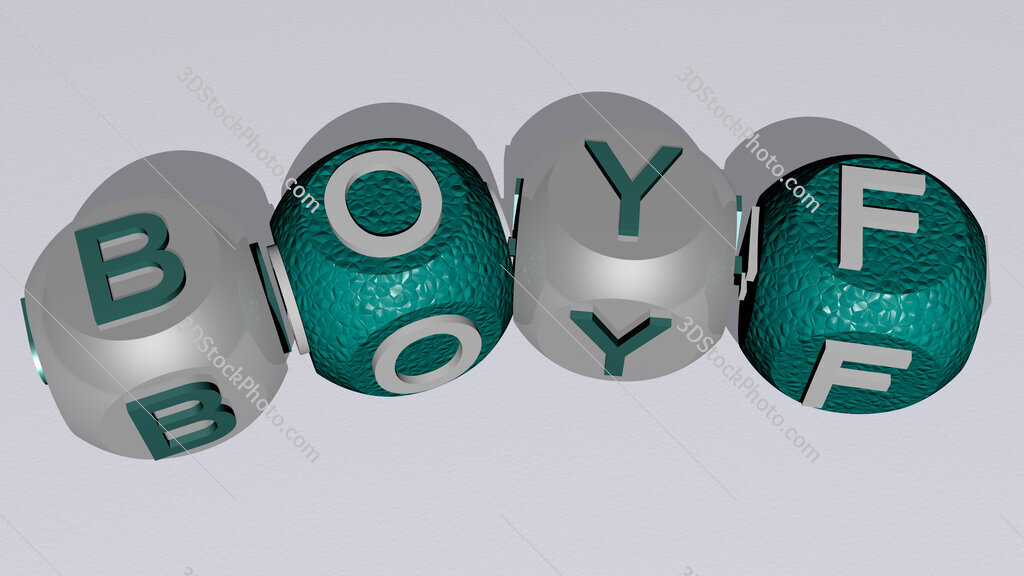boyf curved text of cubic dice letters