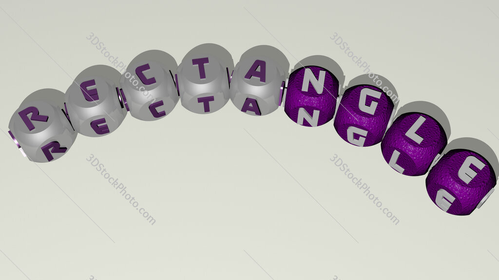 rectangle curved text of cubic dice letters