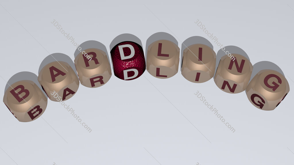 bardling curved text of cubic dice letters