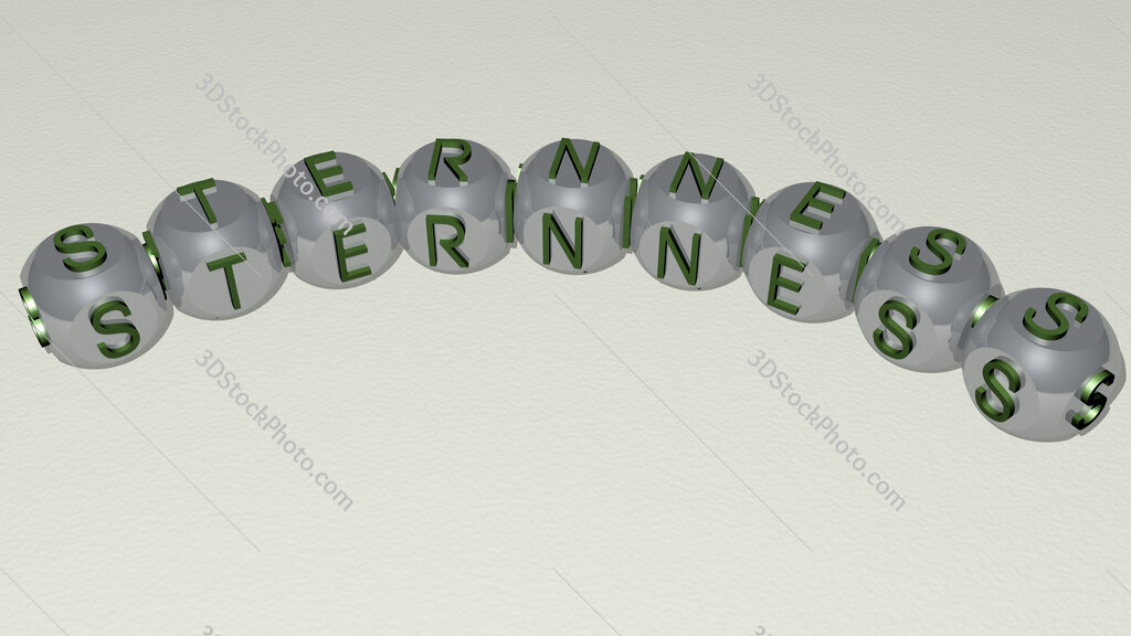 sternness curved text of cubic dice letters