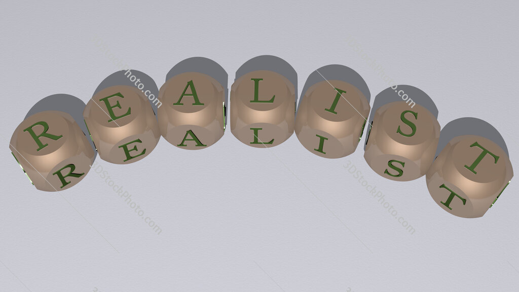 realist curved text of cubic dice letters