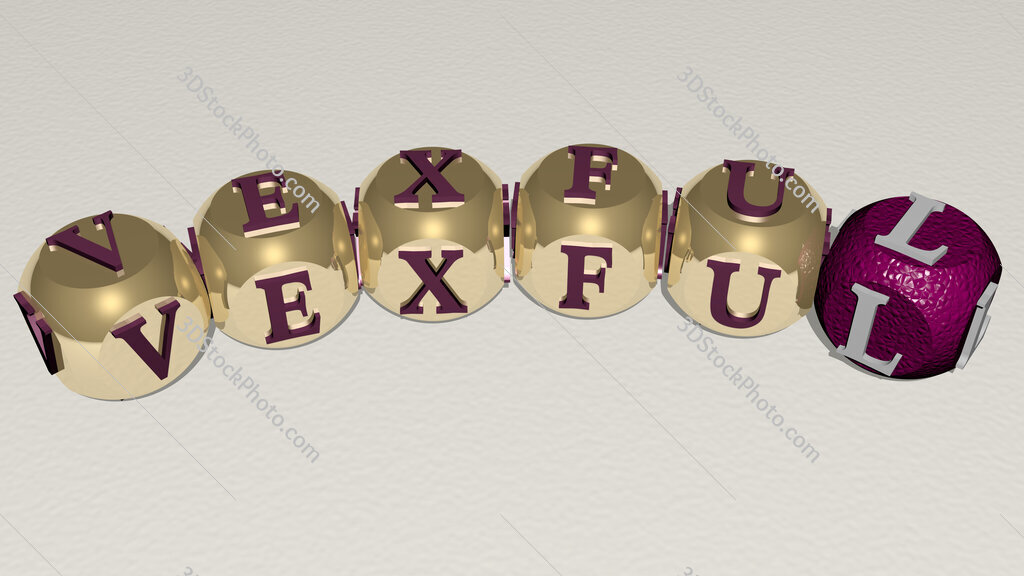 vexful curved text of cubic dice letters