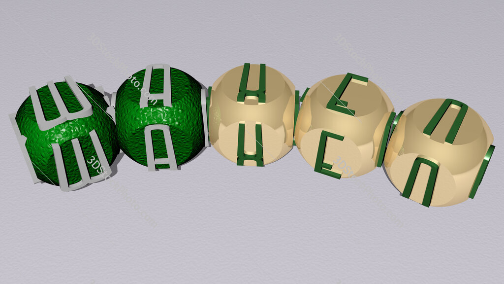 waxen curved text of cubic dice letters