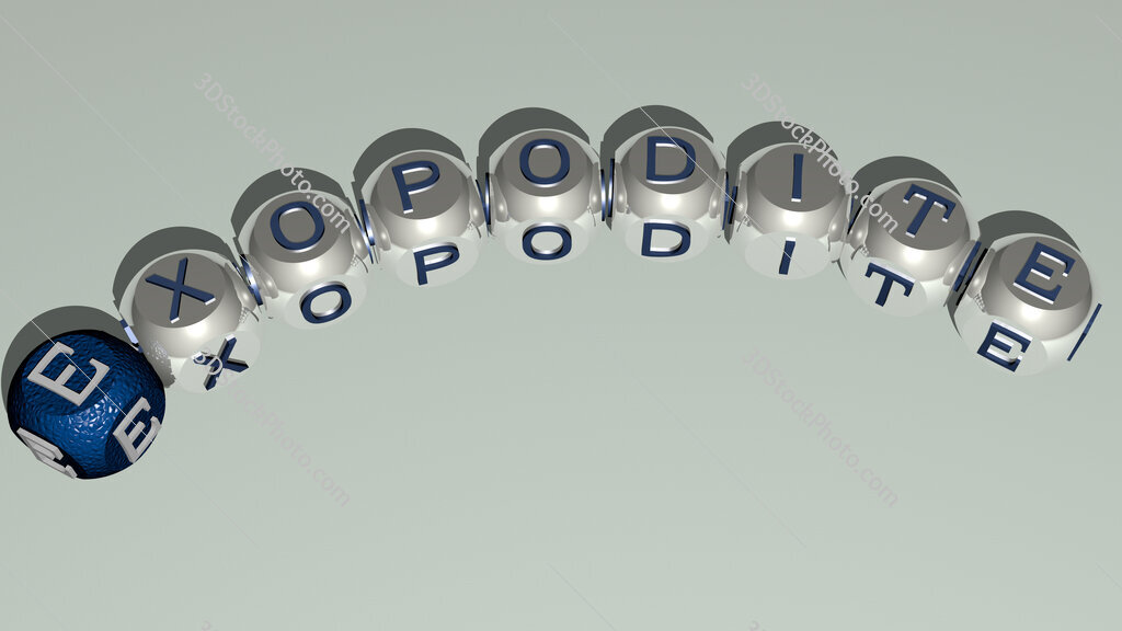 exopodite curved text of cubic dice letters
