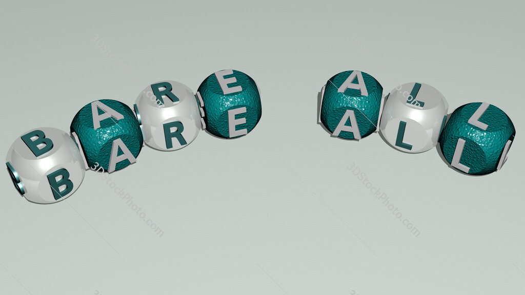 bare all curved text of cubic dice letters