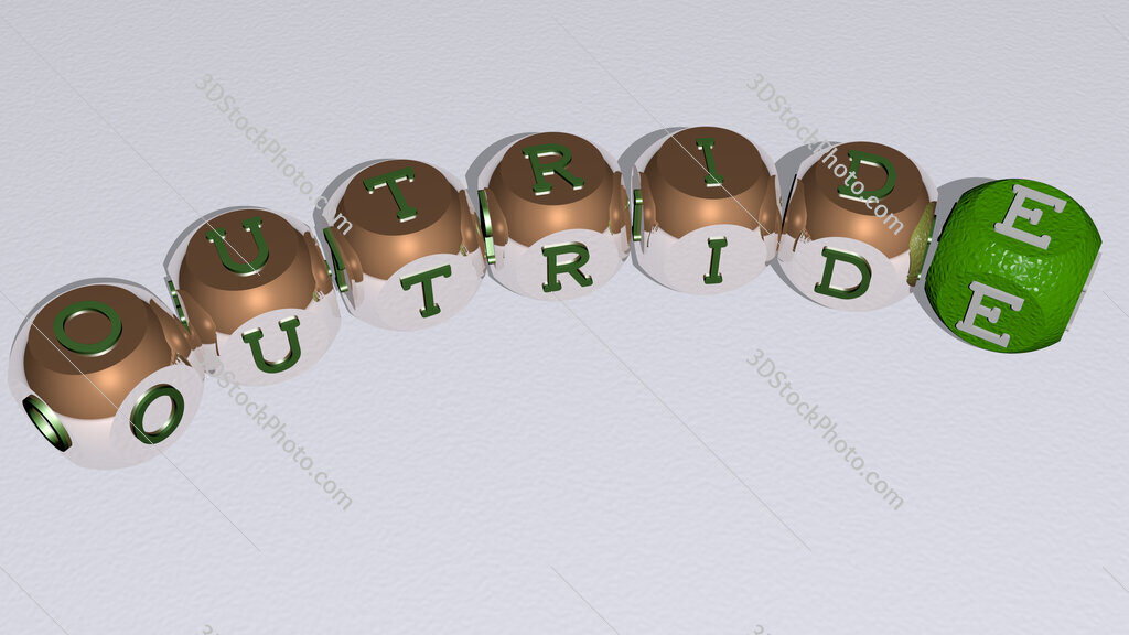 outride curved text of cubic dice letters