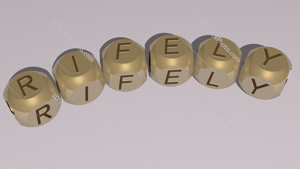 rifely curved text of cubic dice letters