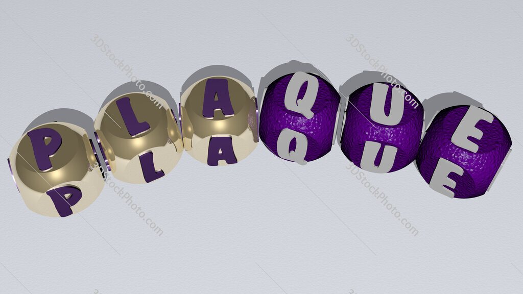 plaque curved text of cubic dice letters