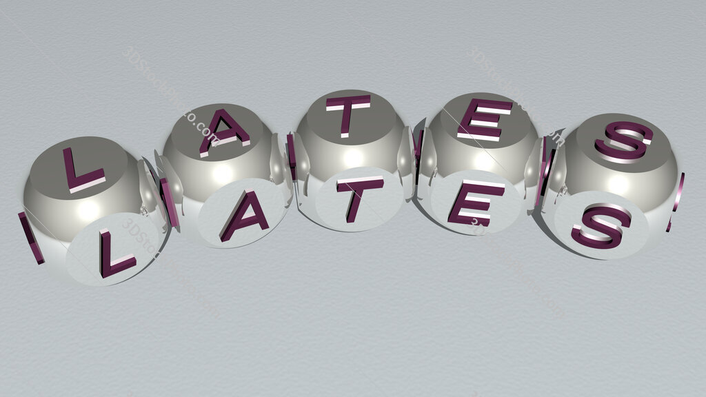 lates curved text of cubic dice letters