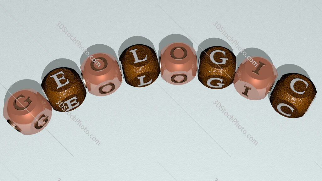 geologic curved text of cubic dice letters
