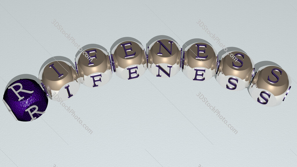 rifeness curved text of cubic dice letters