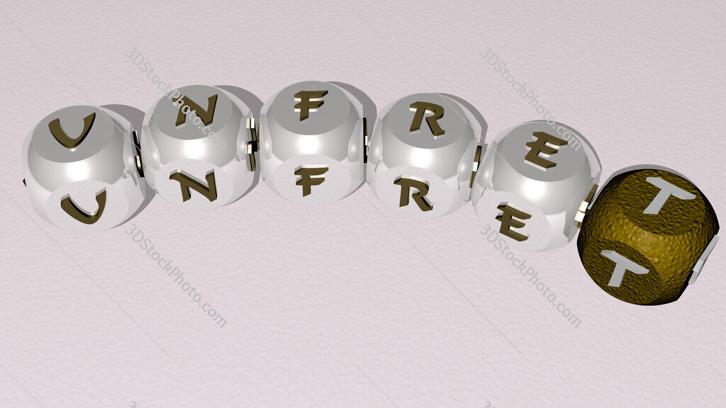 unfret curved text of cubic dice letters
