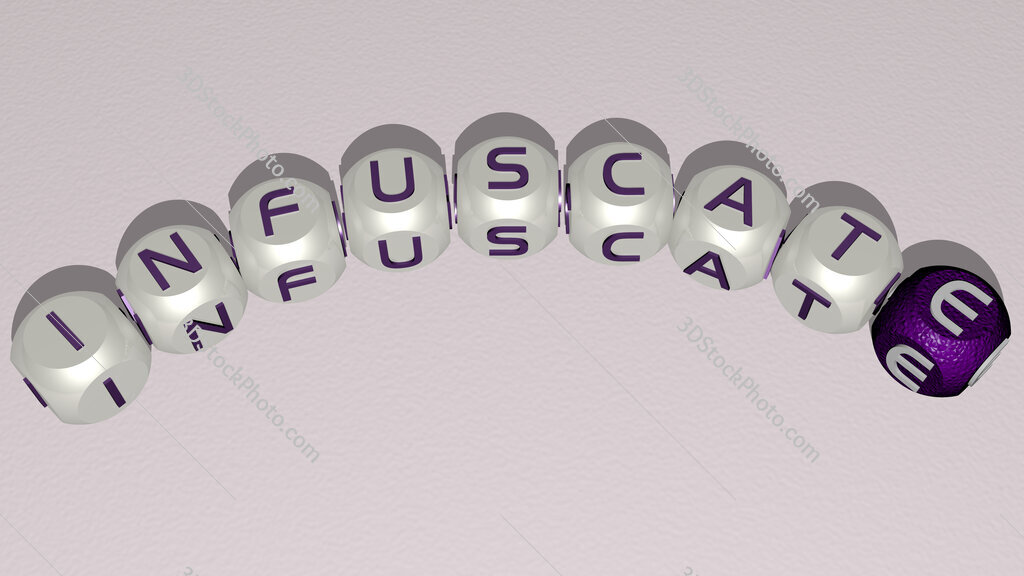 infuscate curved text of cubic dice letters