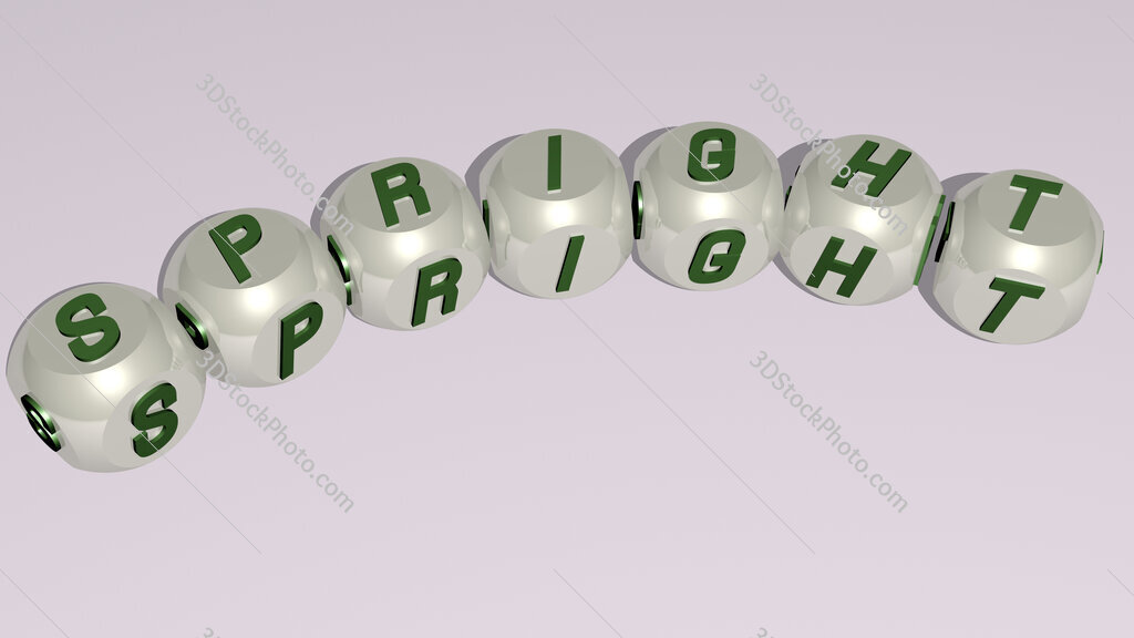 spright curved text of cubic dice letters