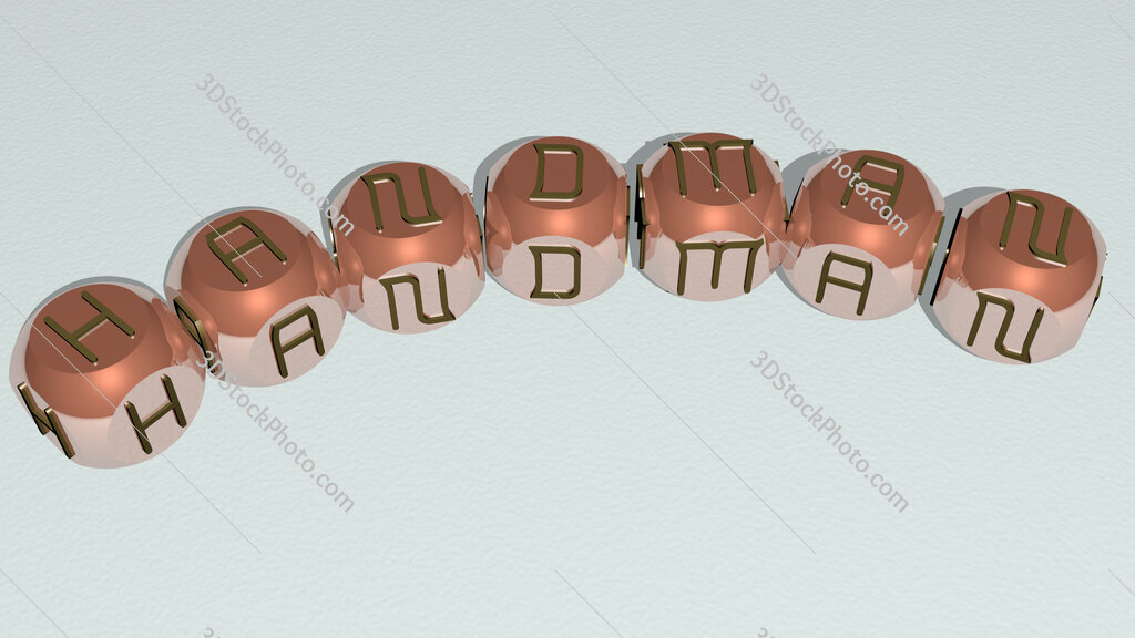 handman curved text of cubic dice letters