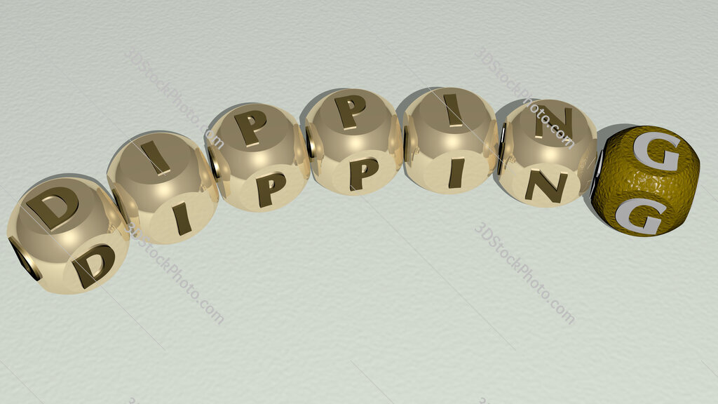 dipping curved text of cubic dice letters