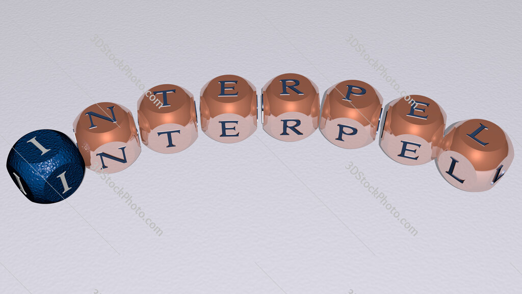 interpel curved text of cubic dice letters
