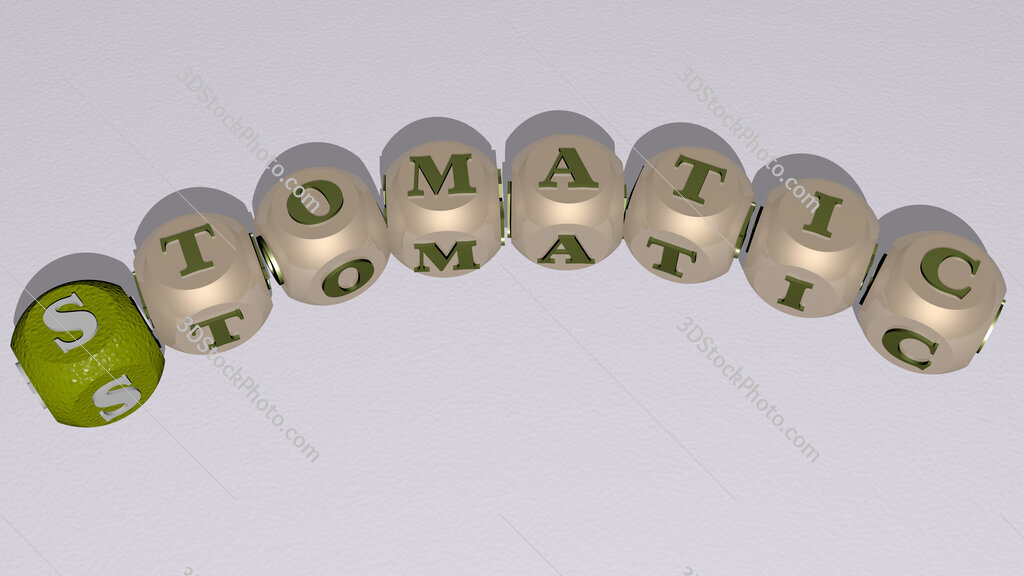 stomatic curved text of cubic dice letters