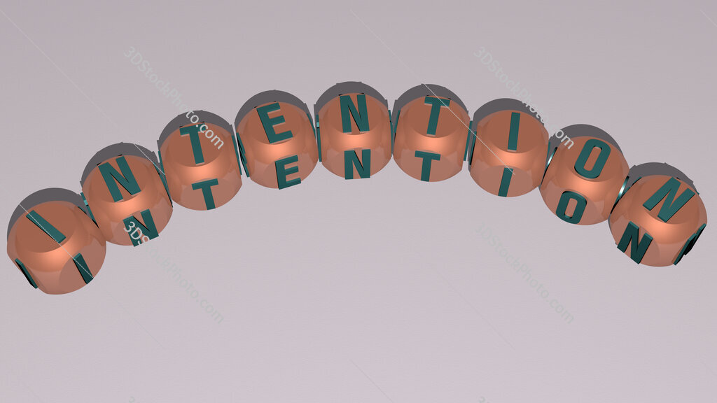 intention curved text of cubic dice letters