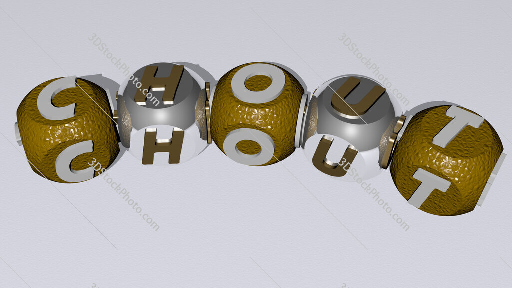 chout curved text of cubic dice letters