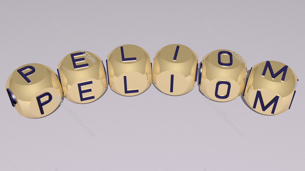 peliom curved text of cubic dice letters