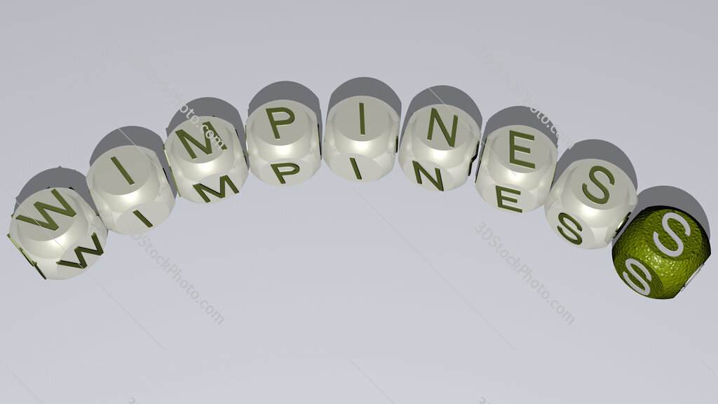 wimpiness curved text of cubic dice letters