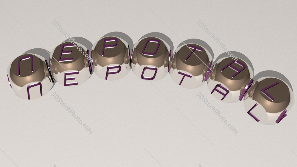 nepotal curved text of cubic dice letters