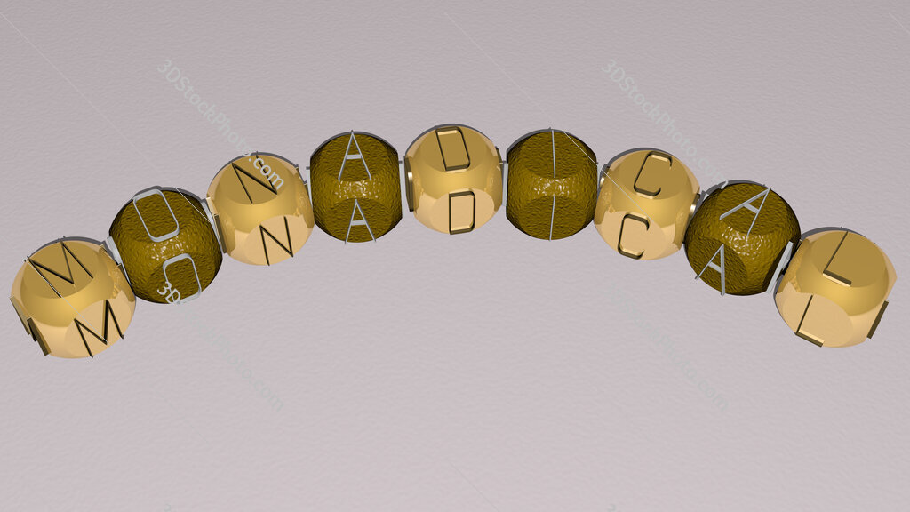 monadical curved text of cubic dice letters