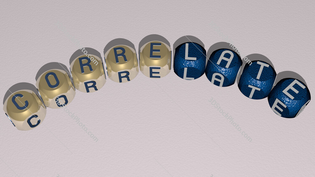 correlate curved text of cubic dice letters