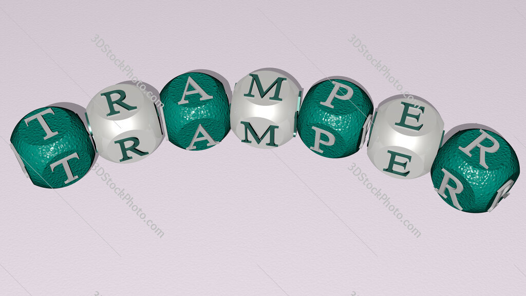 tramper curved text of cubic dice letters
