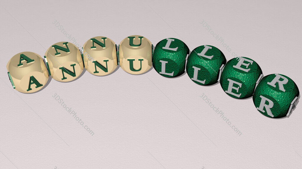 annuller curved text of cubic dice letters