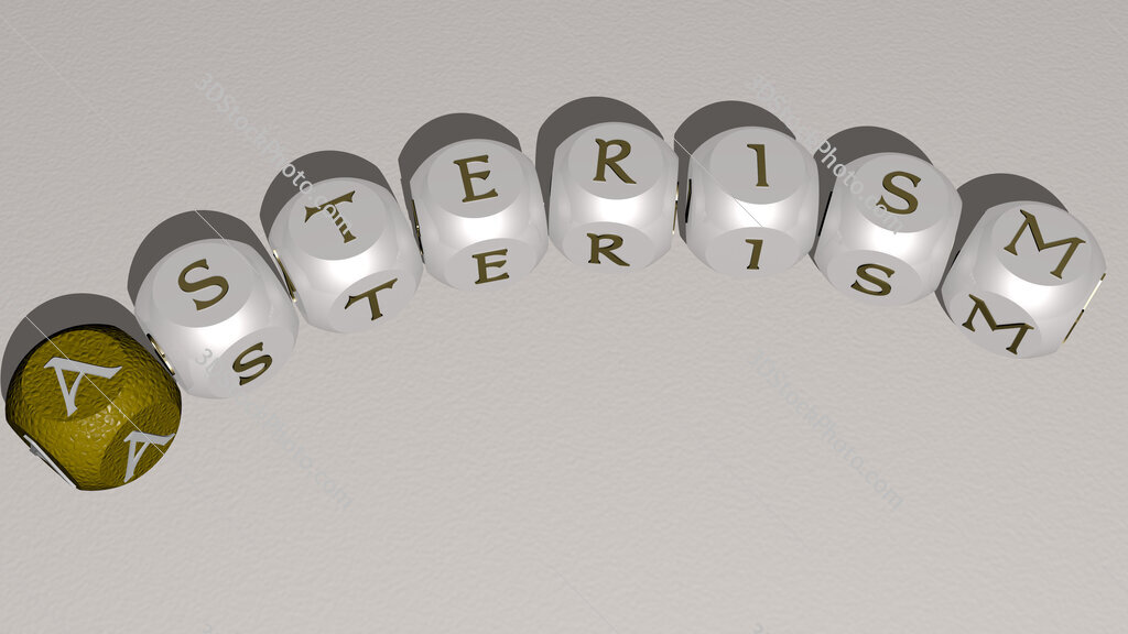 asterism curved text of cubic dice letters