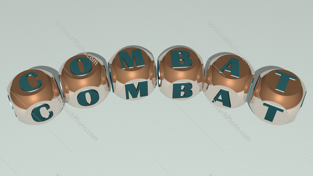 combat curved text of cubic dice letters