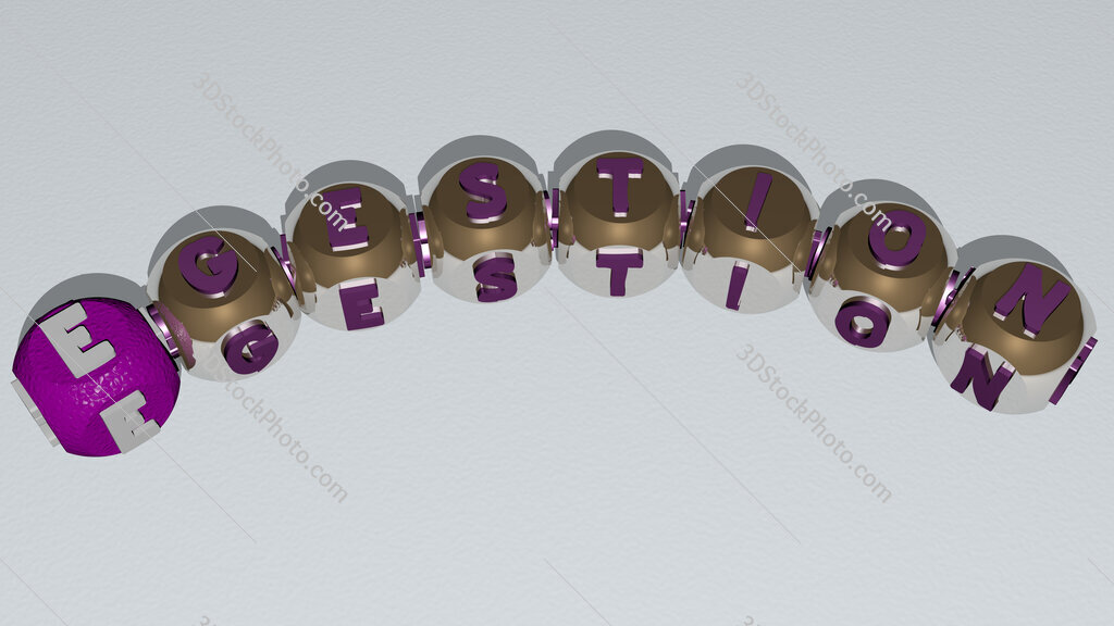 egestion curved text of cubic dice letters