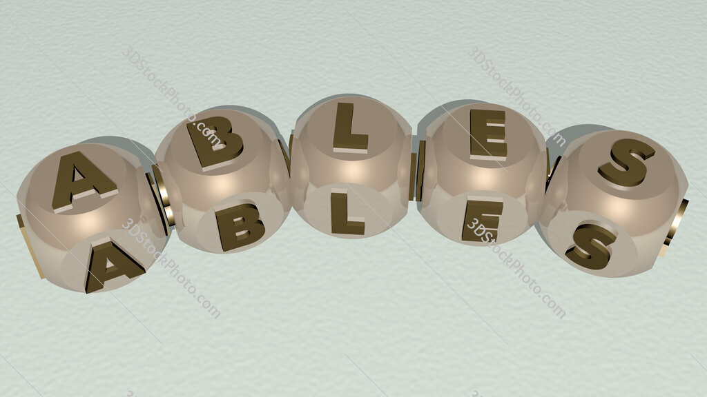 ables curved text of cubic dice letters