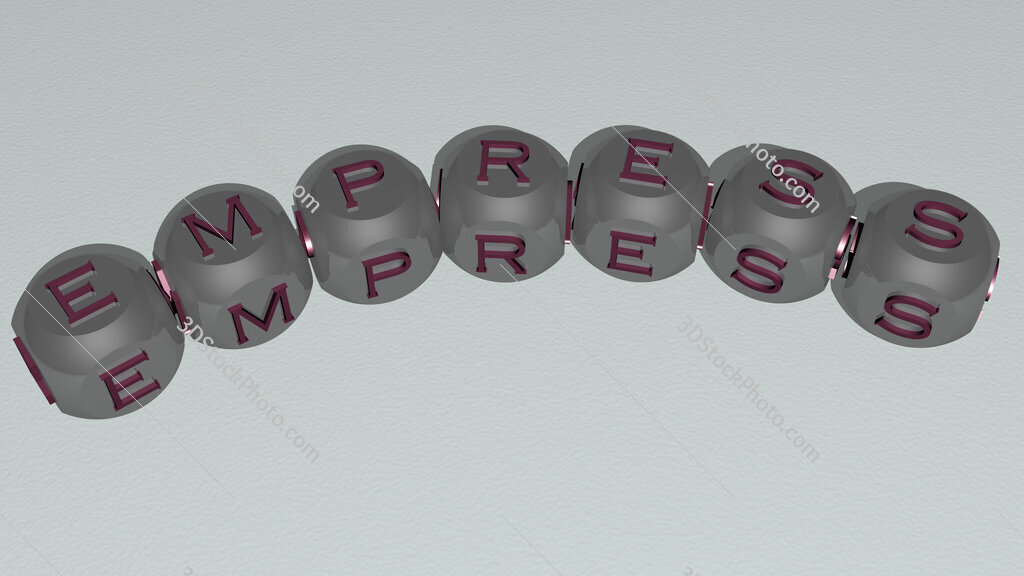 empress curved text of cubic dice letters