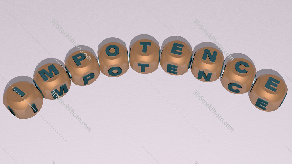 impotence curved text of cubic dice letters