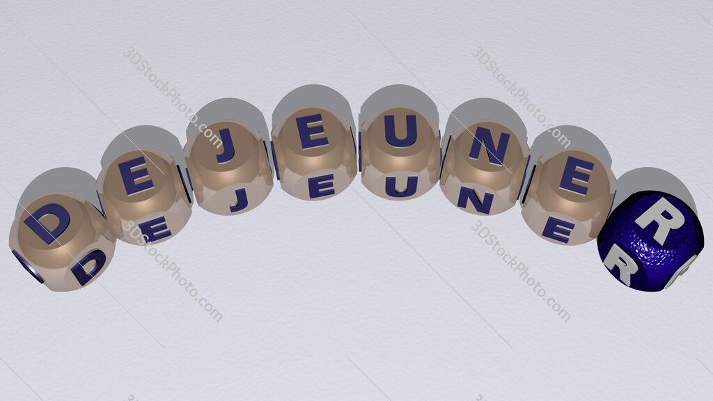 dejeuner curved text of cubic dice letters