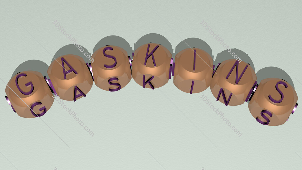 gaskins curved text of cubic dice letters