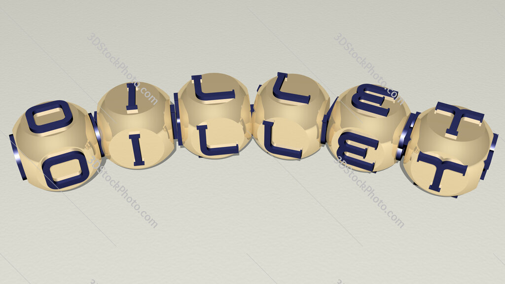 oillet curved text of cubic dice letters