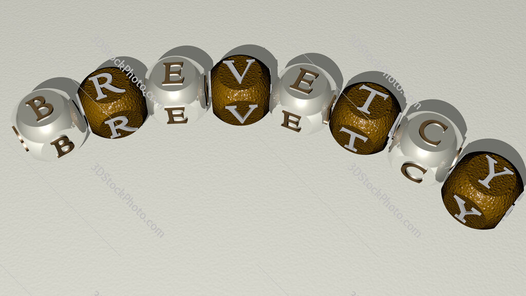 brevetcy curved text of cubic dice letters