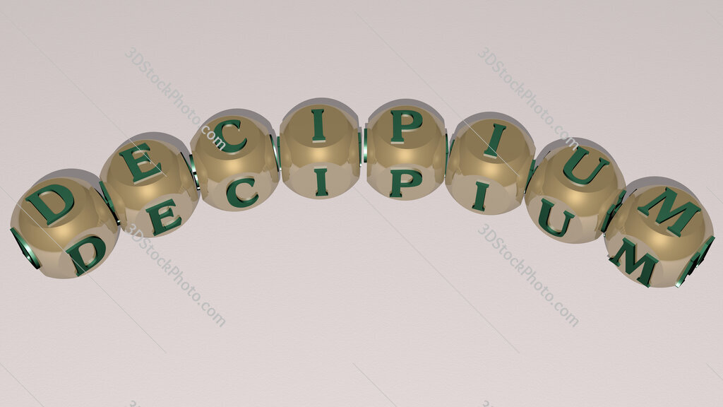 decipium curved text of cubic dice letters