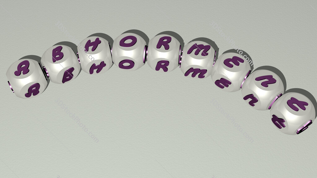 abhorment curved text of cubic dice letters