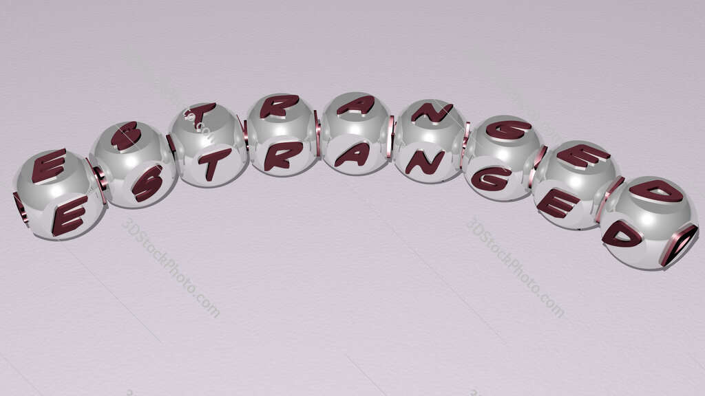 estranged curved text of cubic dice letters