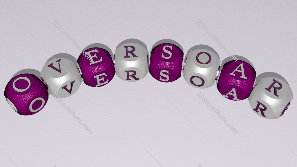 oversoar curved text of cubic dice letters