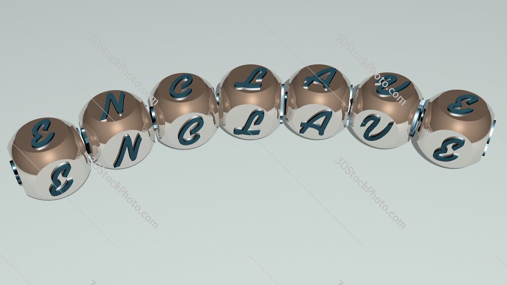 enclave curved text of cubic dice letters
