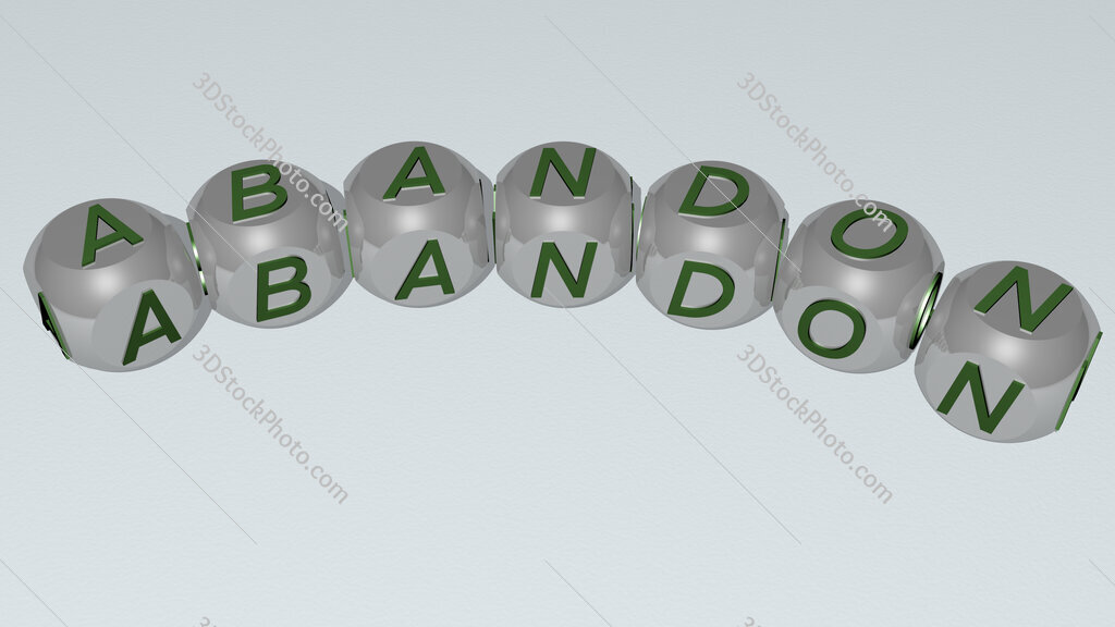 abandon curved text of cubic dice letters